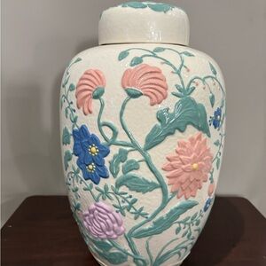 Floral Ceramic Vase with Lid